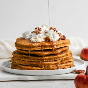 healthy pumpkin pancakes on plate