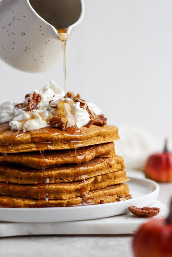 pumpkin pancakes on plate