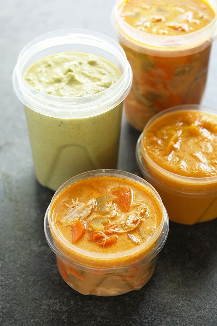 Soup in freezer safe containers