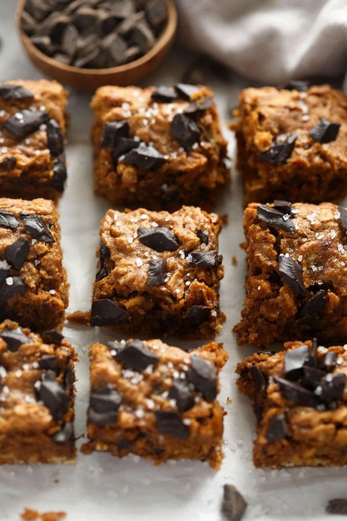 pumpkin cookie bars sliced