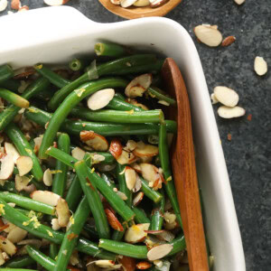 green beans in casserole dish