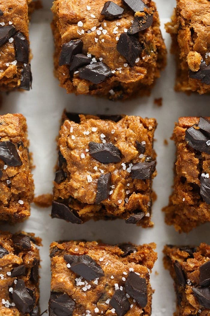 pumpkin cookie bars with sea salt on top