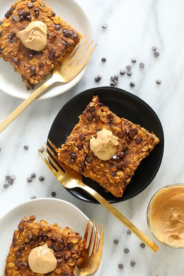 baked oatmeal on plates