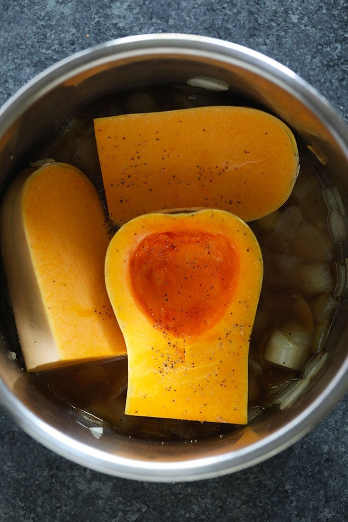 quartered butternut squash in the instant pot