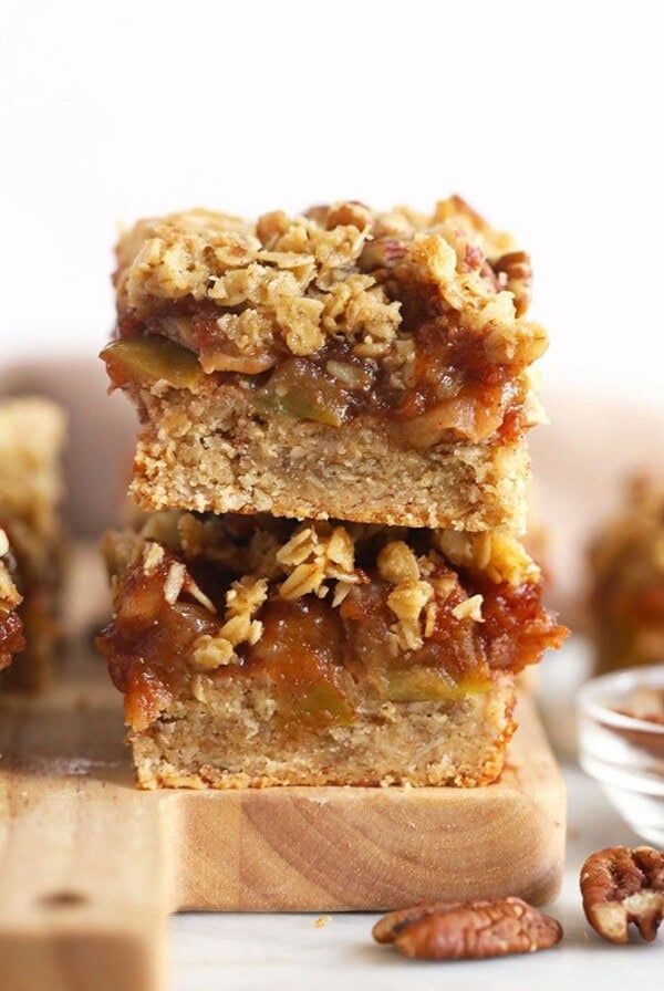 apple pie bars on cutting board