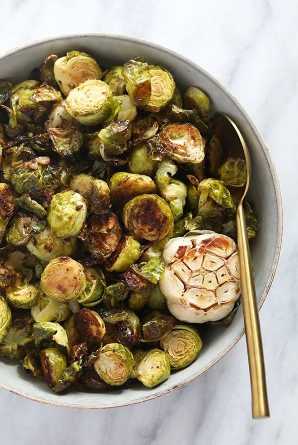 roasted brussels sprouts in bowl