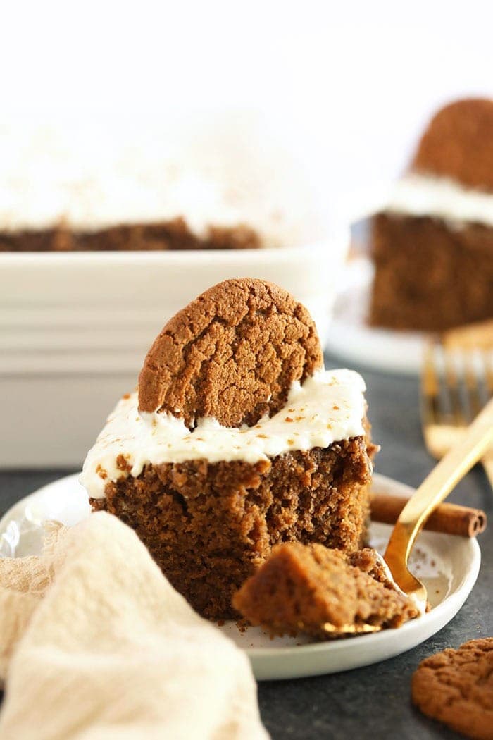 slice of gingerbread on a plate