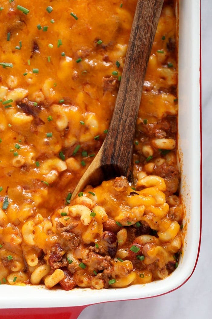 Chili mac baked and ready to eat 