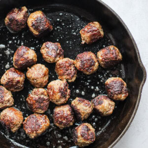 Meatballs in a castiron.