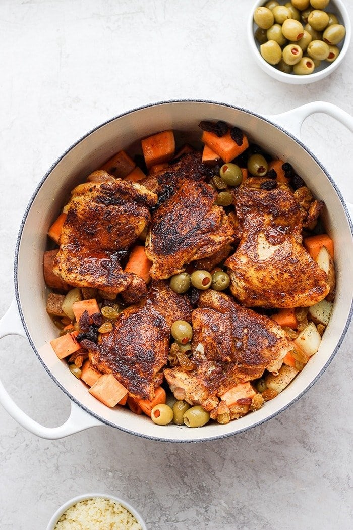 Moroccan chicken in a dutch oven