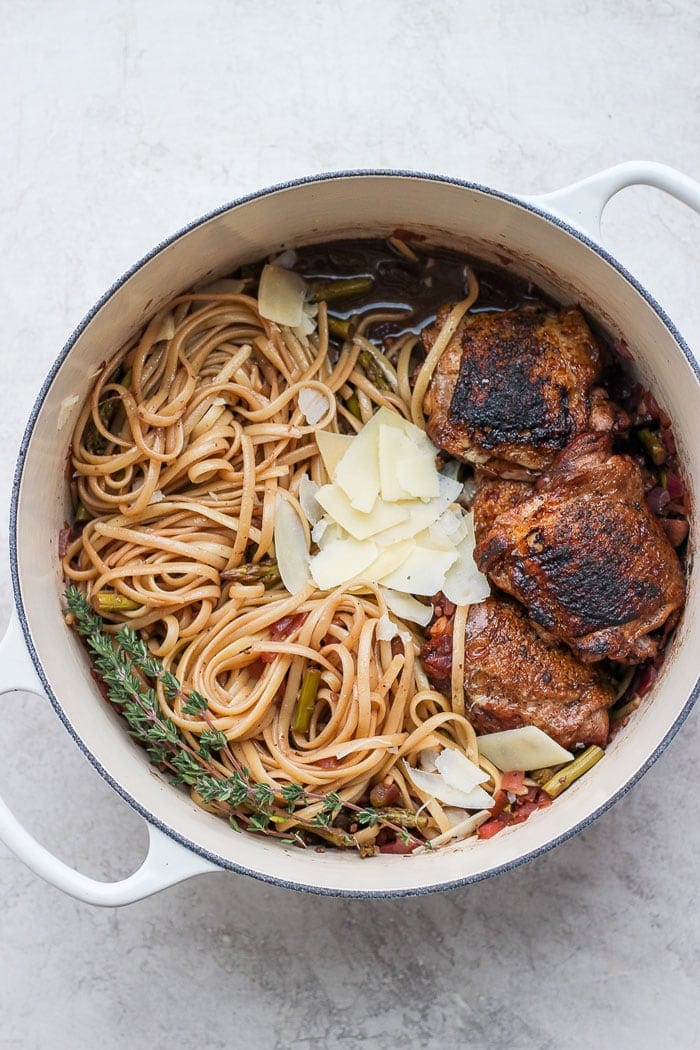 Balsamic Roasted Chicken with pasta