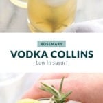 Vodka collins with cherry garnish.