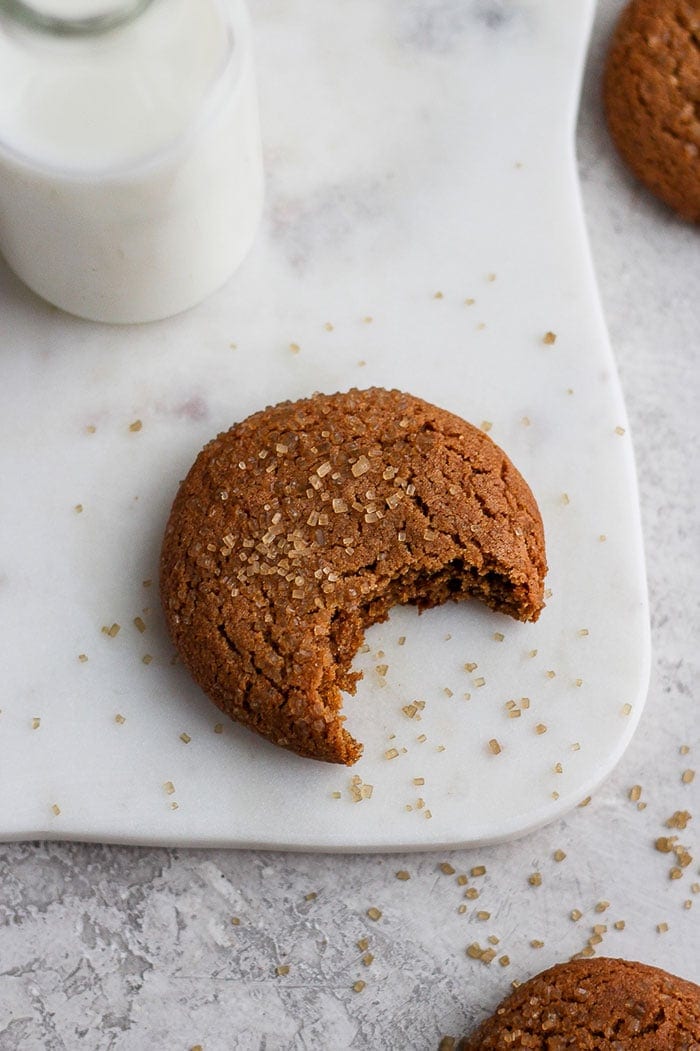 bite taken out of ginger cookie