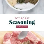 Pot roast seasoning on a cutting board.