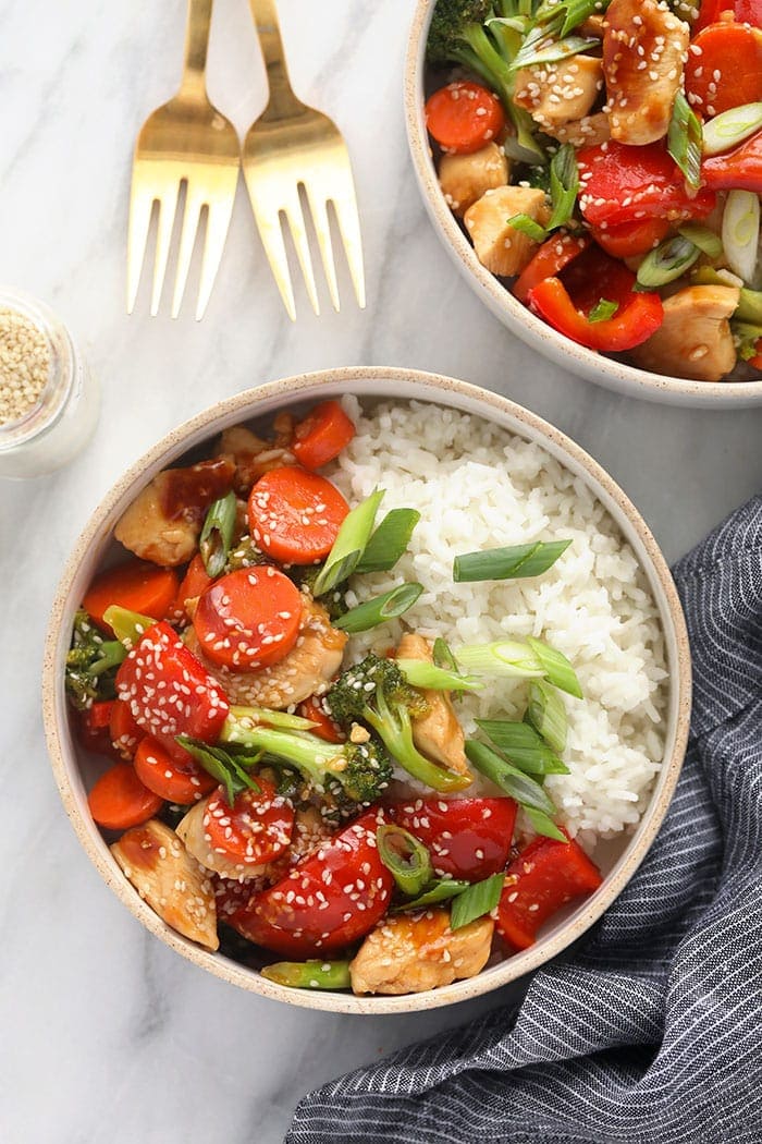 Chicken teriyaki in a bowl 