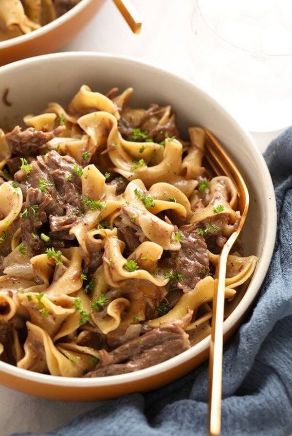 instant pot beef stroganoff in a bowl