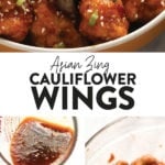 Cauliflower wings served with dipping sauce.