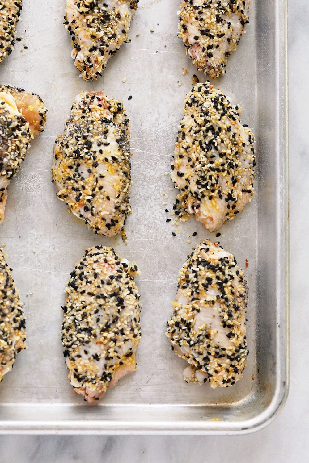 Wings on baking sheet