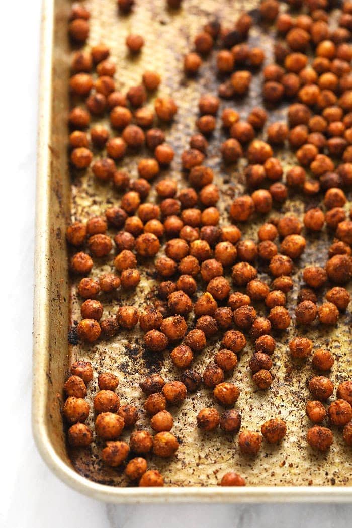 Crispy chickpeas on a pan