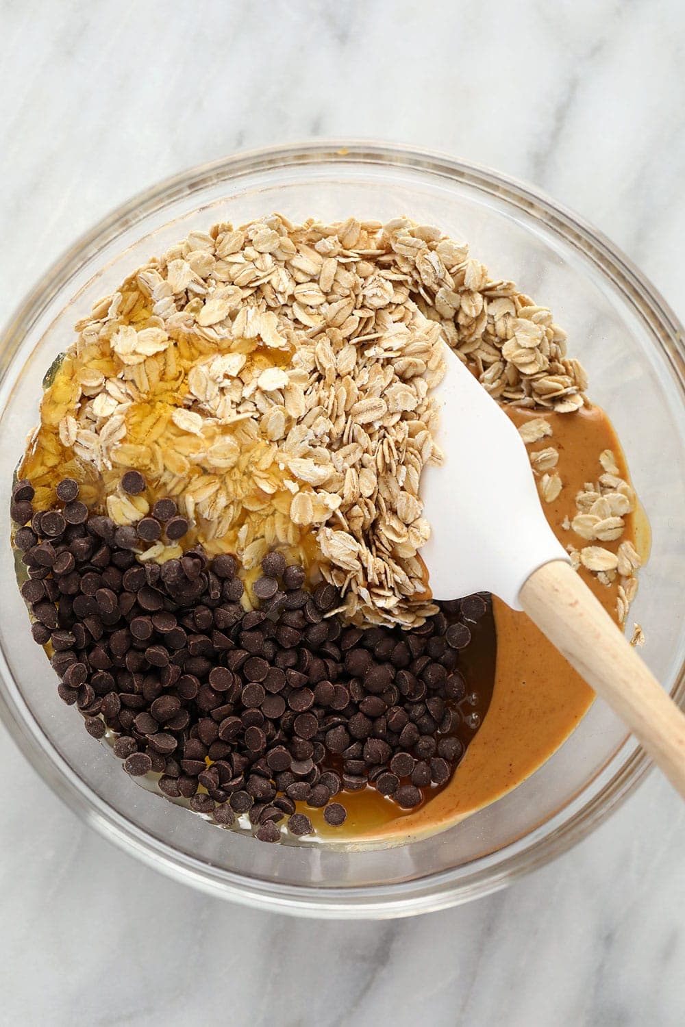 No bake chocolate oatmeal cookie ingredients in a bowl