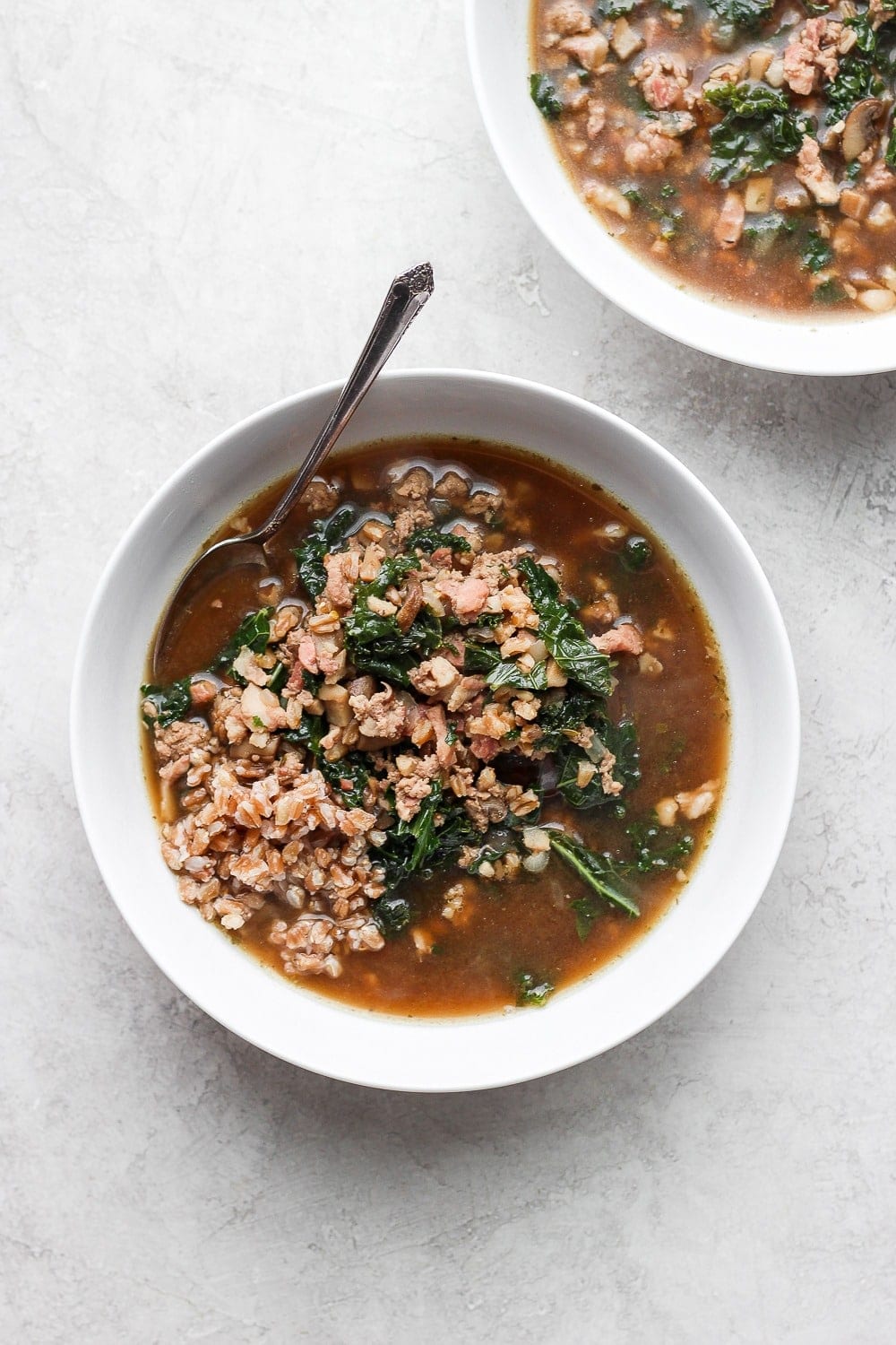 A bowl of kale soup