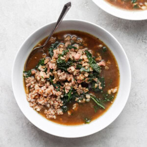 Kale soup with ham.