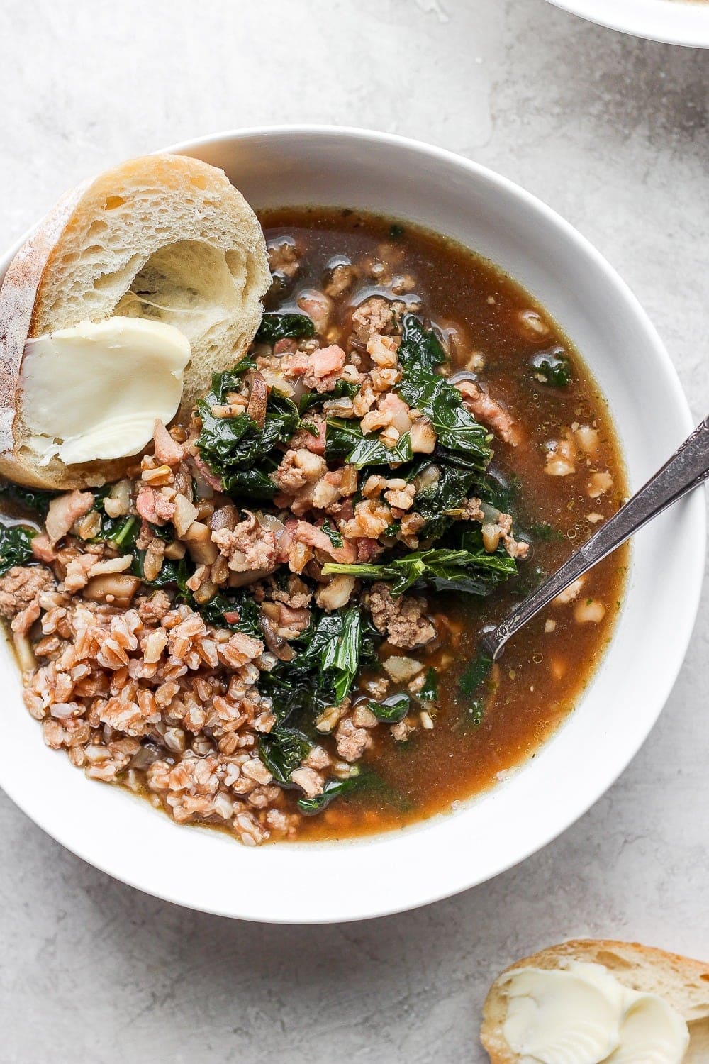 kale soup in a bowl