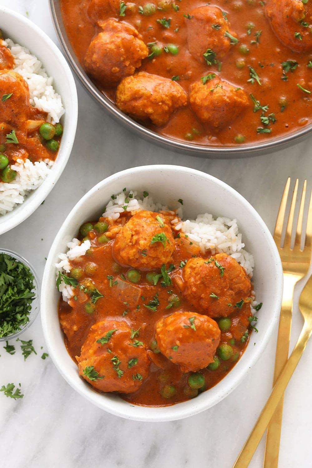 Tikka Meatballs in a bowl! 