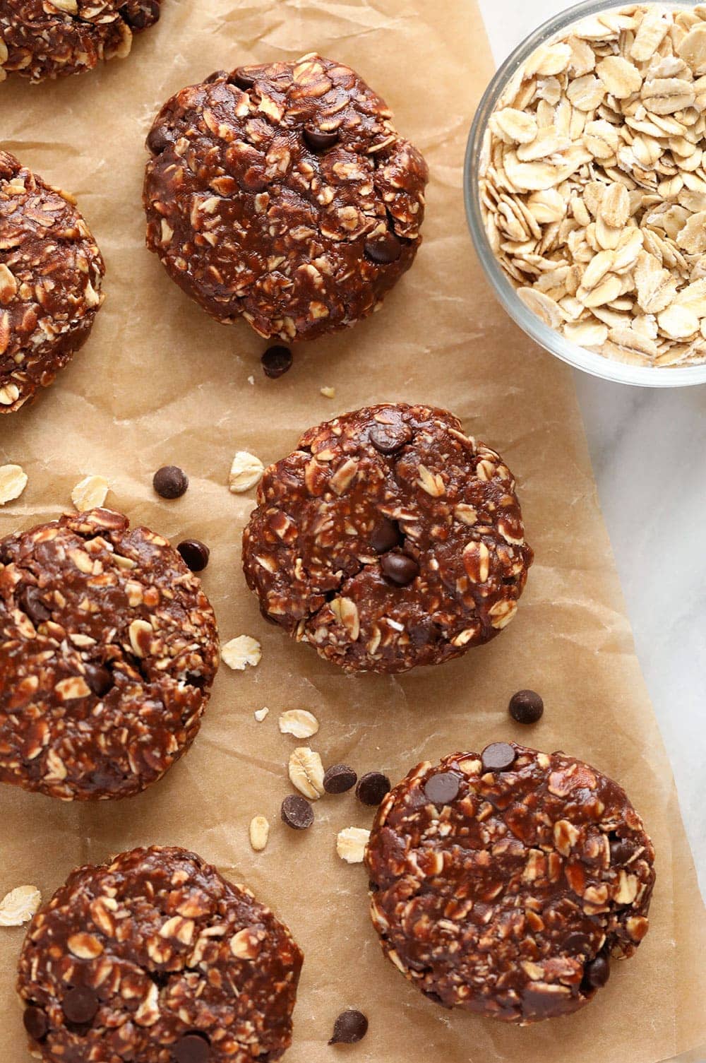 No bake chocolate oatmeal cookies ready to eat!