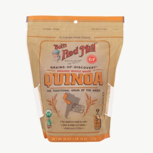 A bag of instant pot quinoa on a white background.