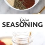 cajun seasoning in a glass jar