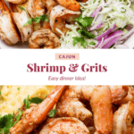 Cajun Shrimp and Grits with slaw showcases vibrant shrimp, creamy grits, and a fresh mix of shredded cabbage and herbs. Perfect for an easy dinner idea!