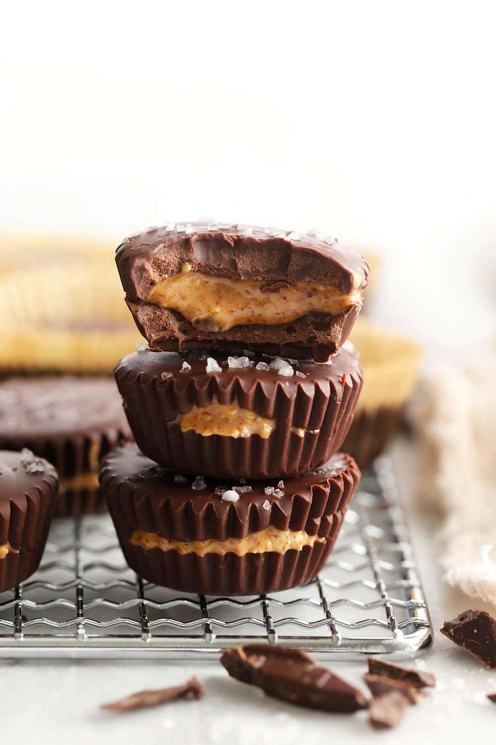 stacked almond butter cups