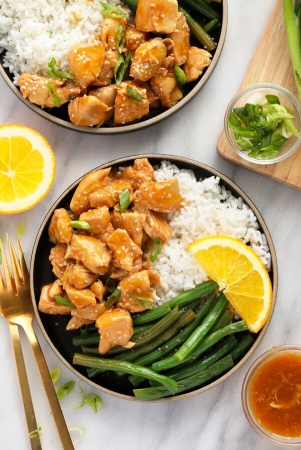 Instant pot Orange chicken on a plate