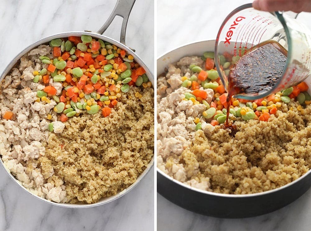 the process of making chicken fried quinoa