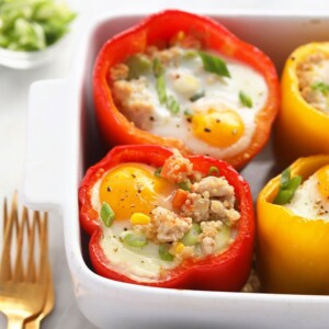 chicken fried quinoa stuffed pepper