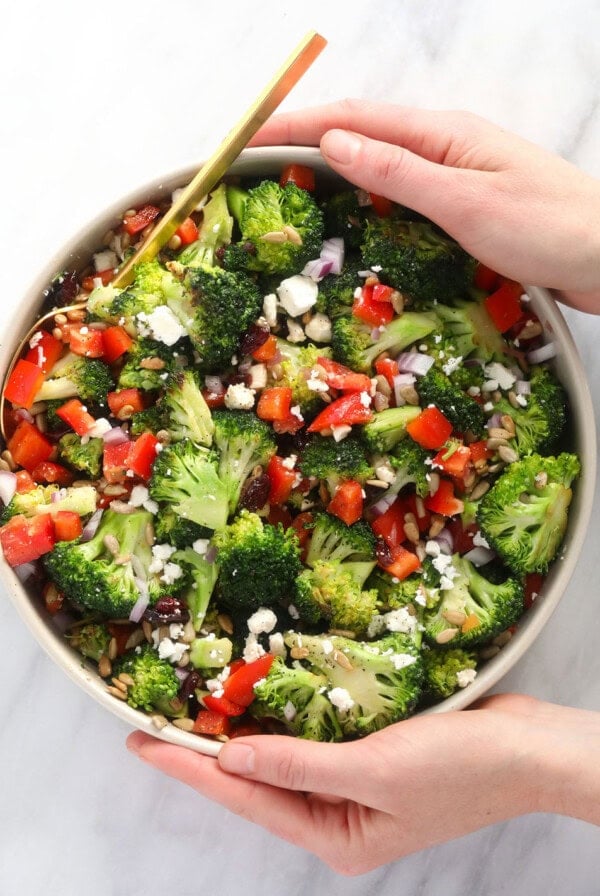 broccoli salad in a bowl ready to be served