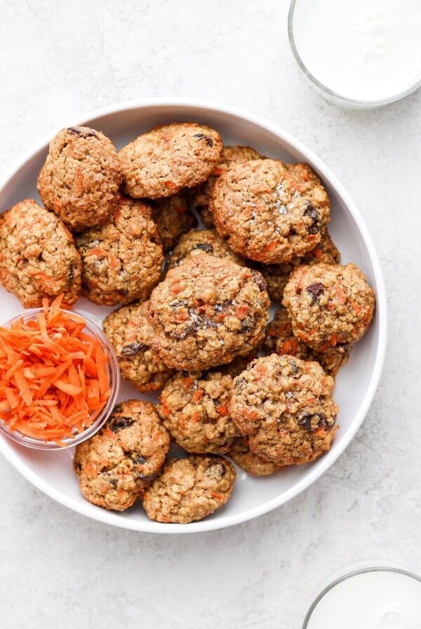 Carrot cake cookies on a plate