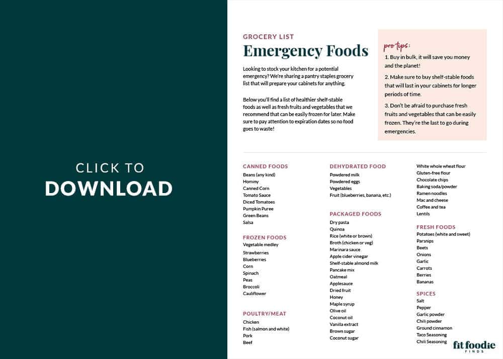 grocery list for emergency foods