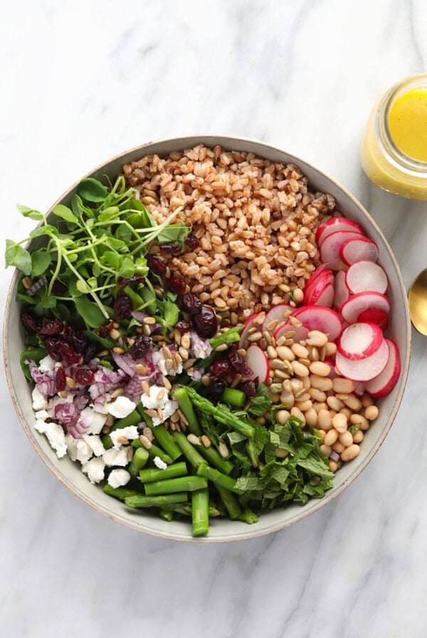 Farro salad in a bowl