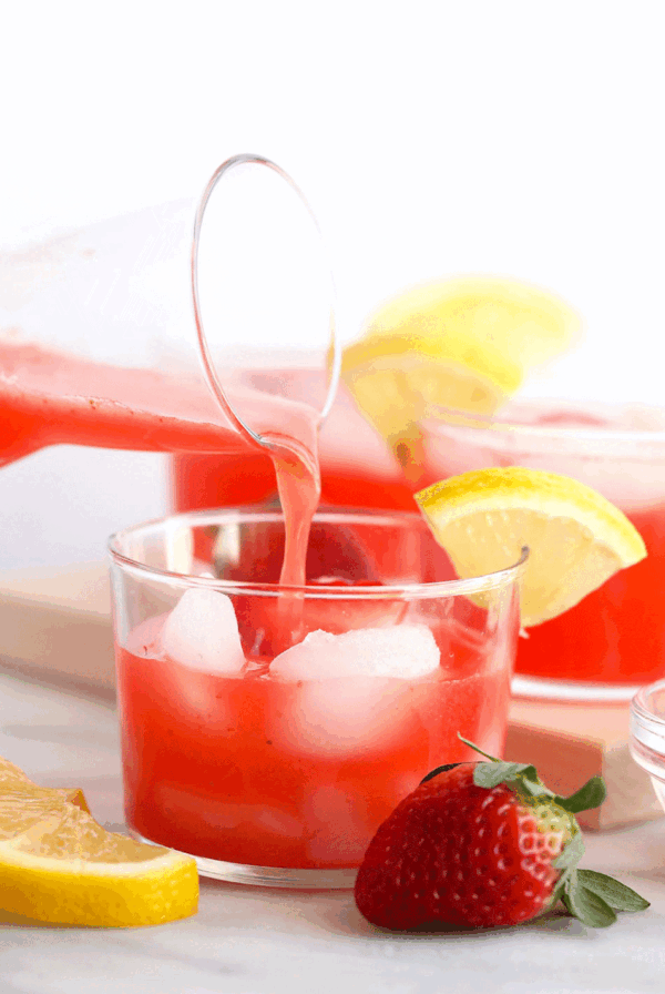 strawberry vodka lemonade in a bowl