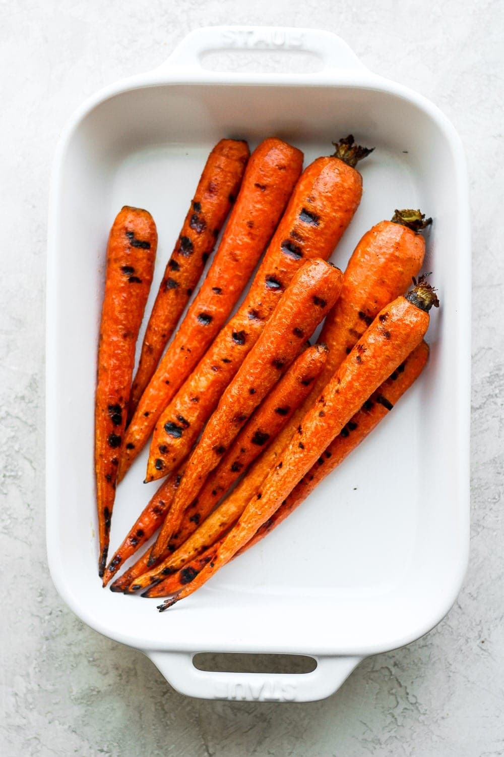 Grilled Carrots in a casserole dish