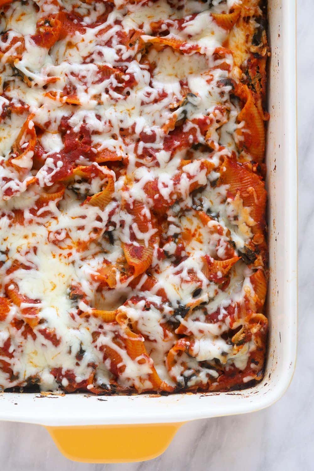 Stuffed shells in a casserole dish