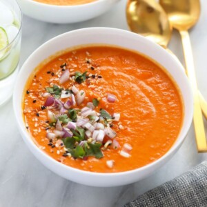 instant pot sweet potato carrot ginger soup in a bowl