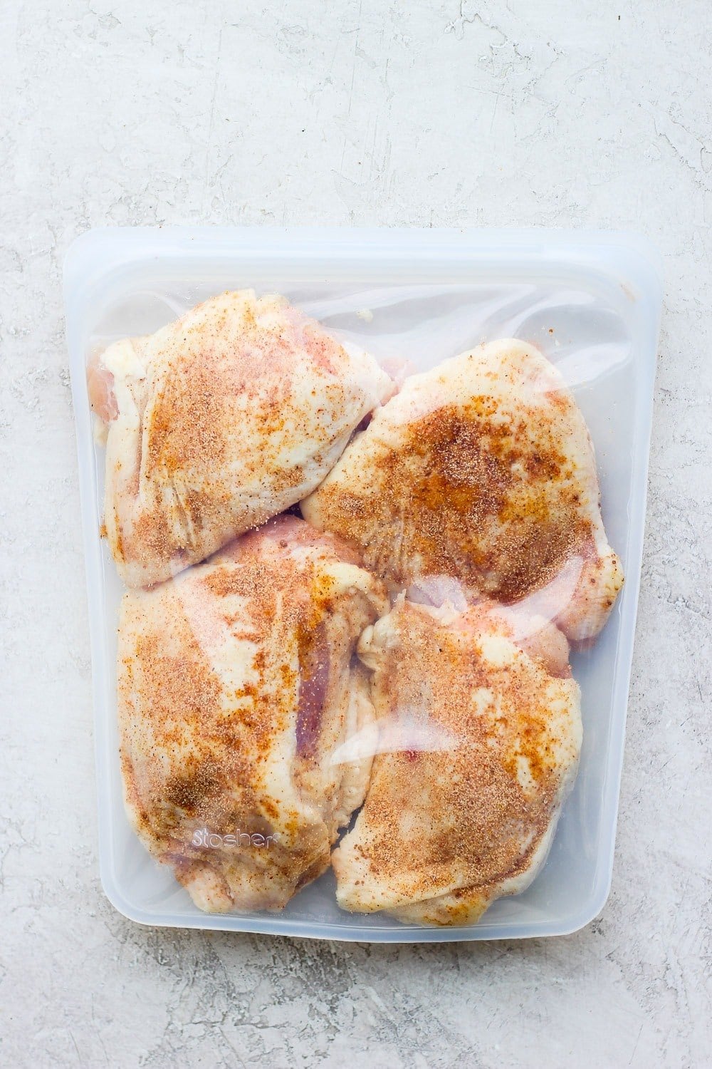 chicken thighs in Stasher bag