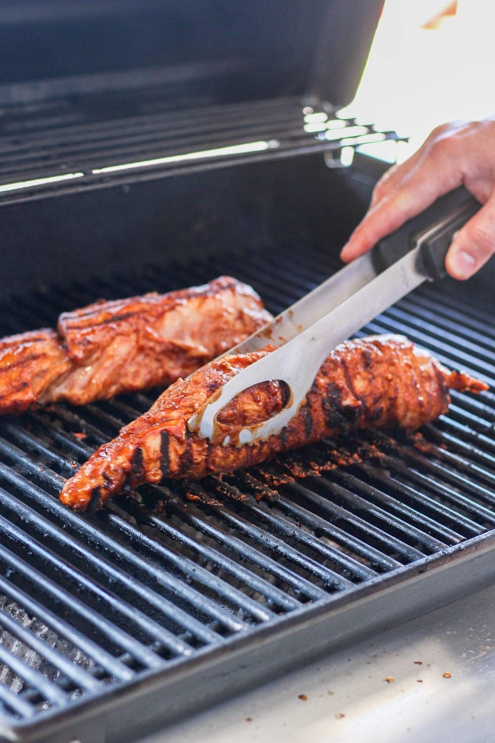 pork tenderloins on grill.