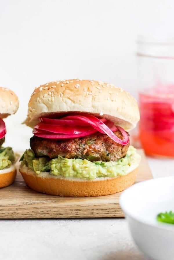 turkey burgers on a plate ready to be served