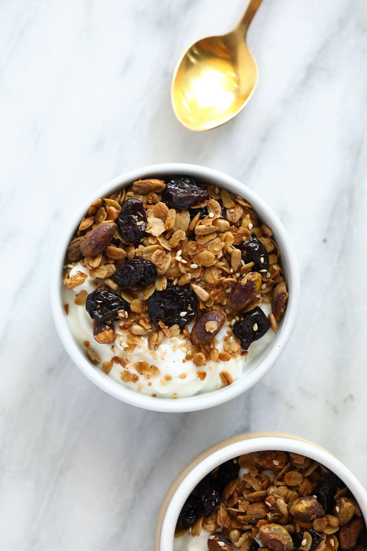 Granola on top of yogurt. 