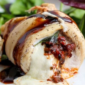 Stuffed chicken on plate