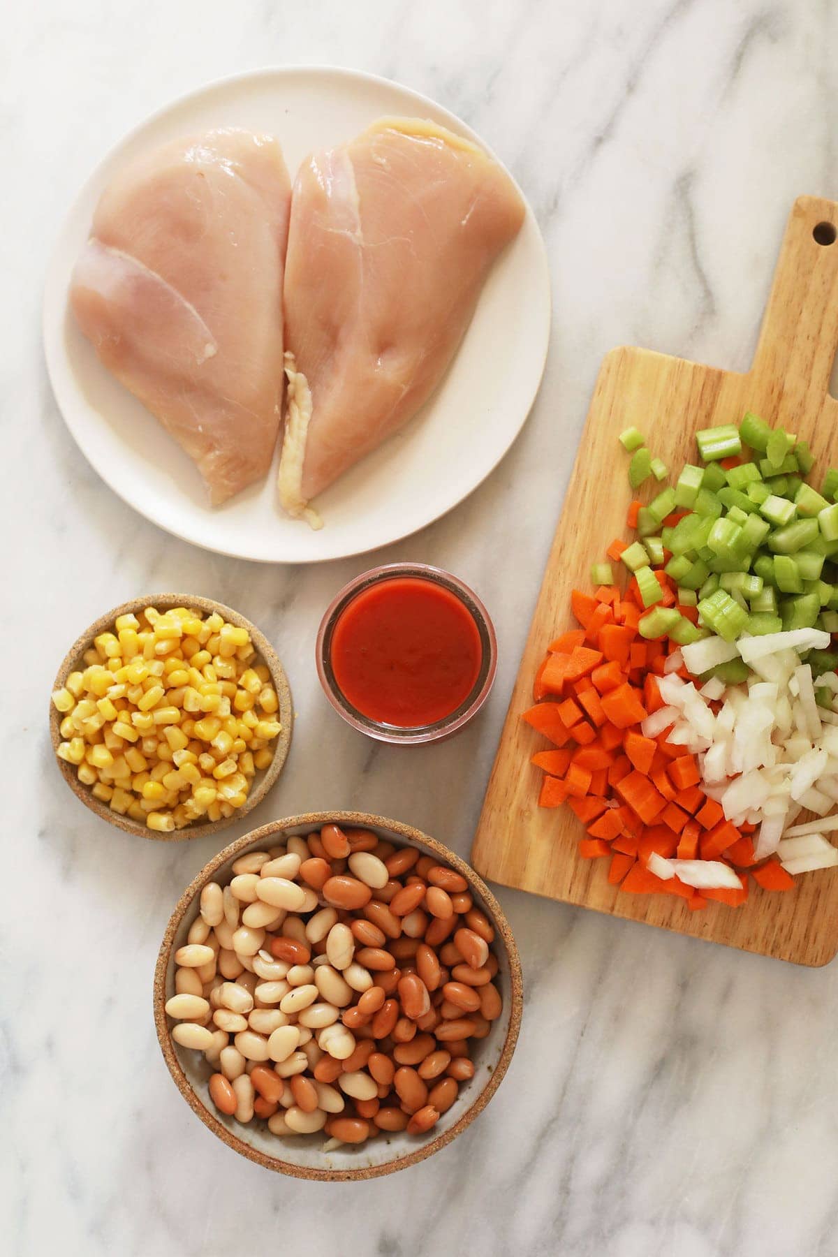 chili ingredients on cutting board